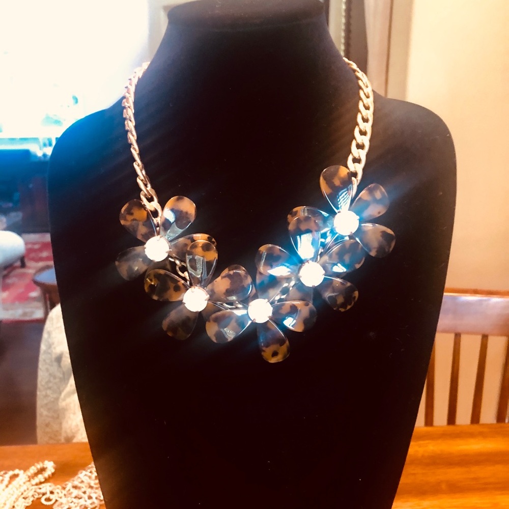J. Crew Tortoise Flower Statement Necklace